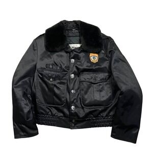 Vintage Blauer Police Patrol Jacket 16R Navy Nylon Quilted Lined Winter Bomber